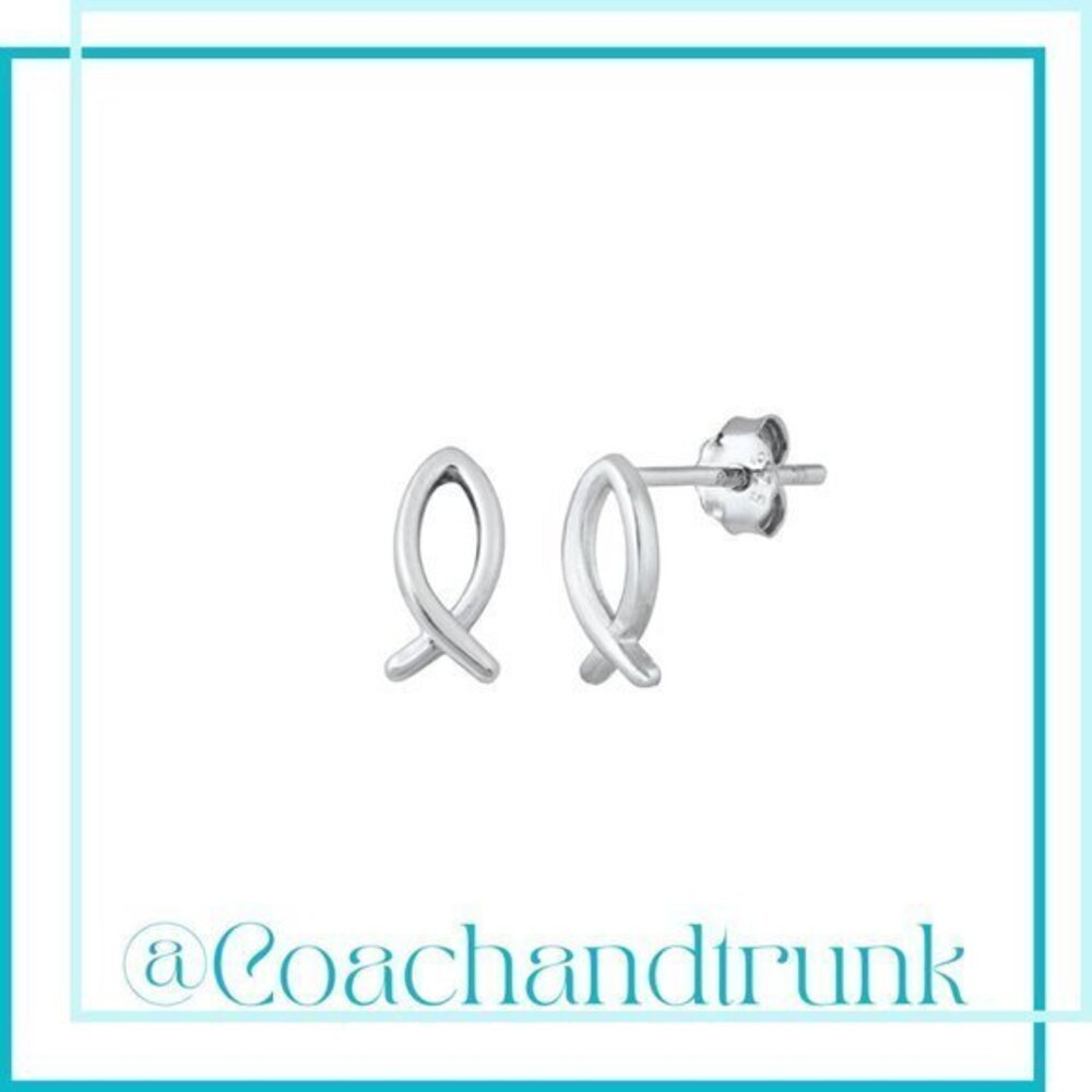 925 Sterling Silver Fish Stud Post Earrings NWT